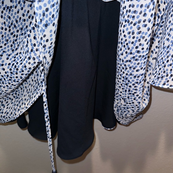 ALEXIS Intermix *Lanelle* blue embroidered navy dot print dress w tassels S - Picture 7 of 9